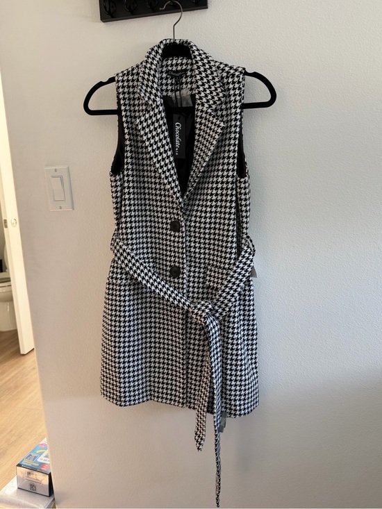 Chocolate Jackets & Blazers - Black & White Vest Coat